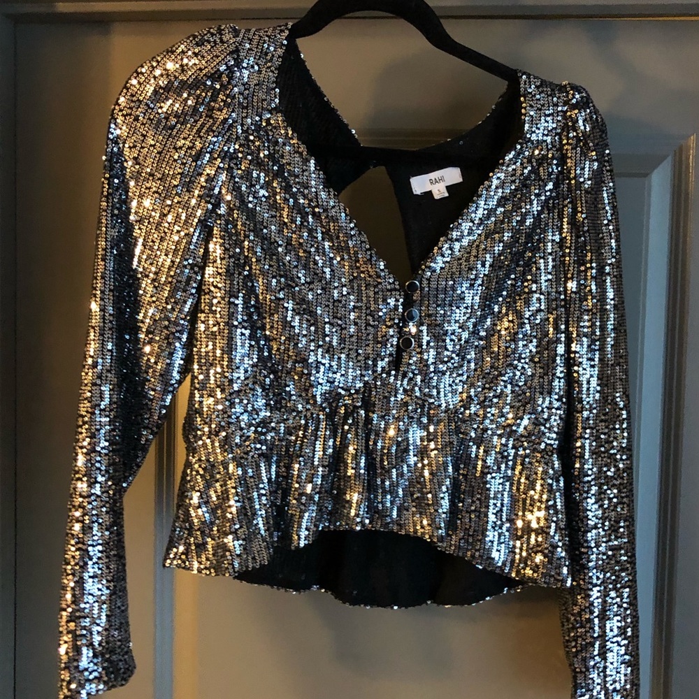 Rahi Brit Puffed Sleeved Sequin Top